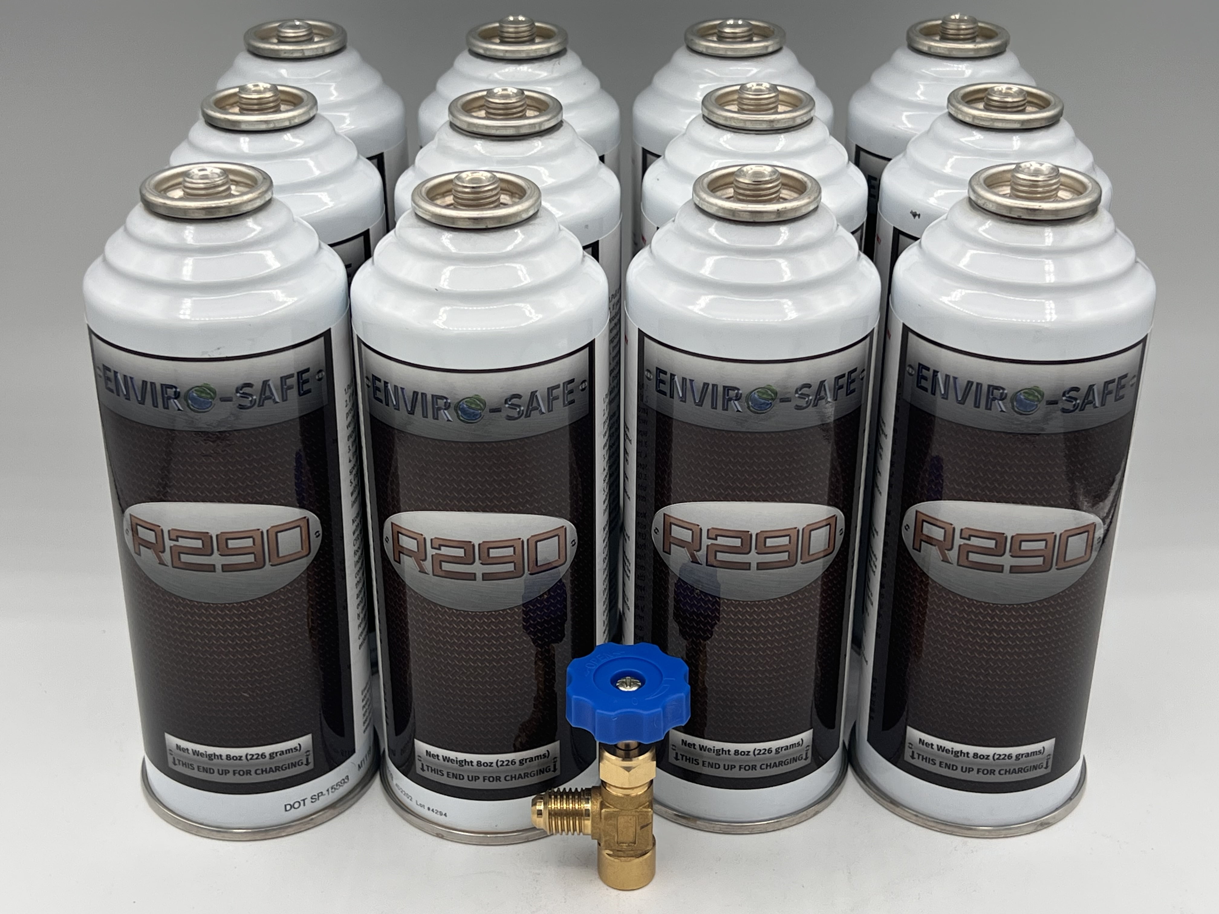 Genuine 8oz R1234YF Refrigerant (3 Freon Cans) & HD Brass Can Tap