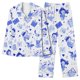 thumbnail image 1 of Puntoco Conjunto de pijama cómodo para mujer, conjunto de pijama informal holgado a la moda con pantalones largos estampados y manga larga con cuello vuelto, 1 of 4