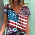thumbnail image 2 of ibuvkizy July 4th Fashion Savings Clearance! Independence Day Shirts for Women Fashion American Flag Tops Patriotic Print Short Sleeve T-Shirts Red White Blue Shirts for Women Red XL, 2 of 4