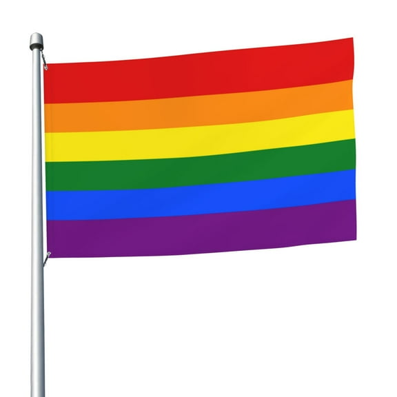 Rainbow Flag Flag 5x8 Ft Print Vivid Color Outdoors Indoors Light-Weight Polyester Flags