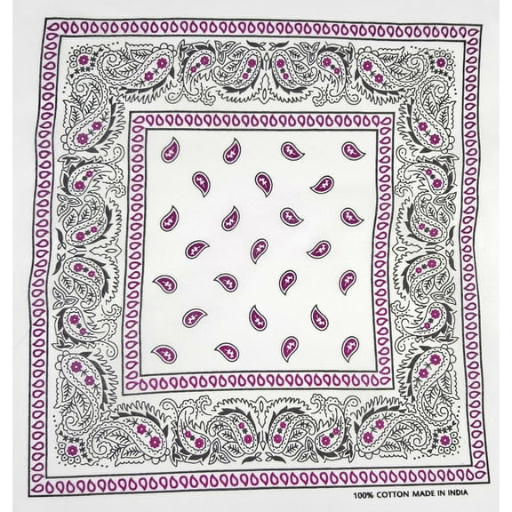 6 Pack, 100% Cotton Bandana Scarf Head Wrap Bandanas Face Covering Face Cover Paisley Purple Green White Western