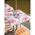 thumbnail image 2 of Outdoor Tablecloth with Umbrella Hole for Patio/Picnic/Party/Camping, Pink Watercolor Floral Waterproof Table Cloth Square Cover Washable, Spring Flower Abstract Art (60"x 60"), 2 of 8
