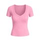 thumbnail image 5 of Camisas de Manga Corta para Mujeres Casual con Cuello en V Plisado, Camisetas de Color Sólido para Primavera Verano, 5 of 6