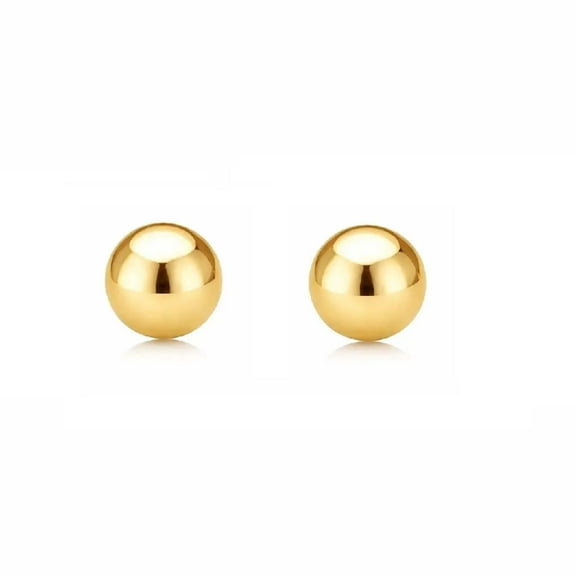 18K Solid Yellow Gold 4 mm Ball Post Earrings 0.16 inch