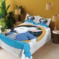 thumbnail image 3 of Ambesonne Cartoon Fitted & Top Sheet Set with Shams, Rabbit Bunny, Earth Yellow White Blue, 3 of 5