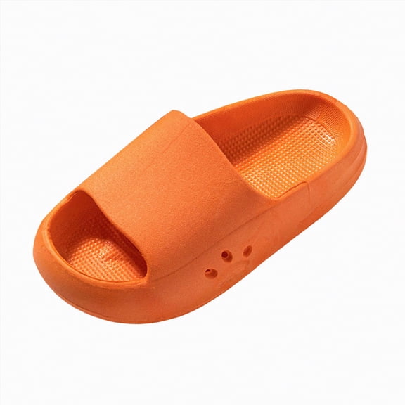 kpoplk Slides for Kids,Boys Girls Shower Slippers Bathroom Pool Sandals,Toddler Home House Open Toe Comfy Thick Sole Slippers,Summer Non-Slip Beach Shoes(Orange,13)