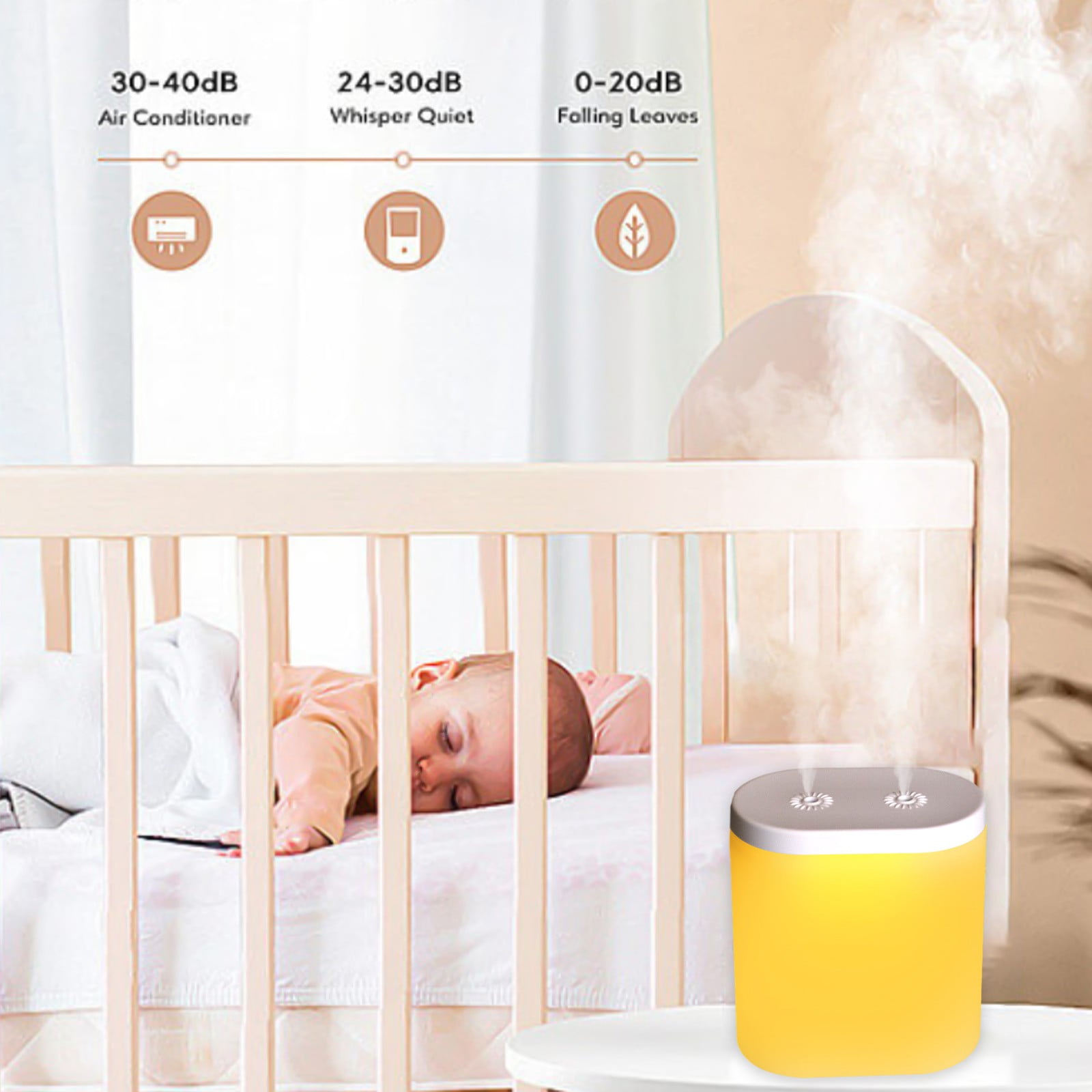 Humidifiers for Bedroom Baby,500Ml Mini Quiet Cool Mist Humidifier (White),Three Modes Adjustable,for Baby Nursery and Plant