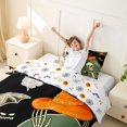 thumbnail image 3 of Homewish Cartoon Halloween Skeleton Witch Hat Twin Duvet Cover,Tomb Ghost Pattern Twin Bedding,Black Green Orange,Halloween Reversible,2 Pieces,1 Duvet Cover and 1 Pillowcase, 3 of 6