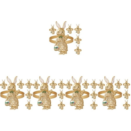 

Worgeous 30 Pcs Easter Bunny Napkin Buckles Rabbit Napkin Holders for Easter Party Banquet