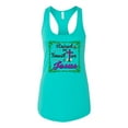 thumbnail image 2 of Wild Bobby, Raised On Sweet Tea & Jesus, Inspirational Christian, Women Racerback Tank Top, Tahiti Blue, Large, 2 of 5