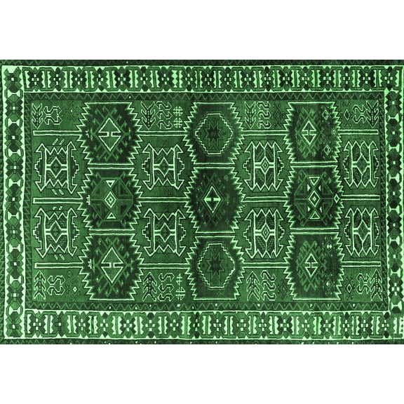 Ahgly Company Indoor Rectangle Persian Emerald Green Traditional Area Rugs, 5' x 7'