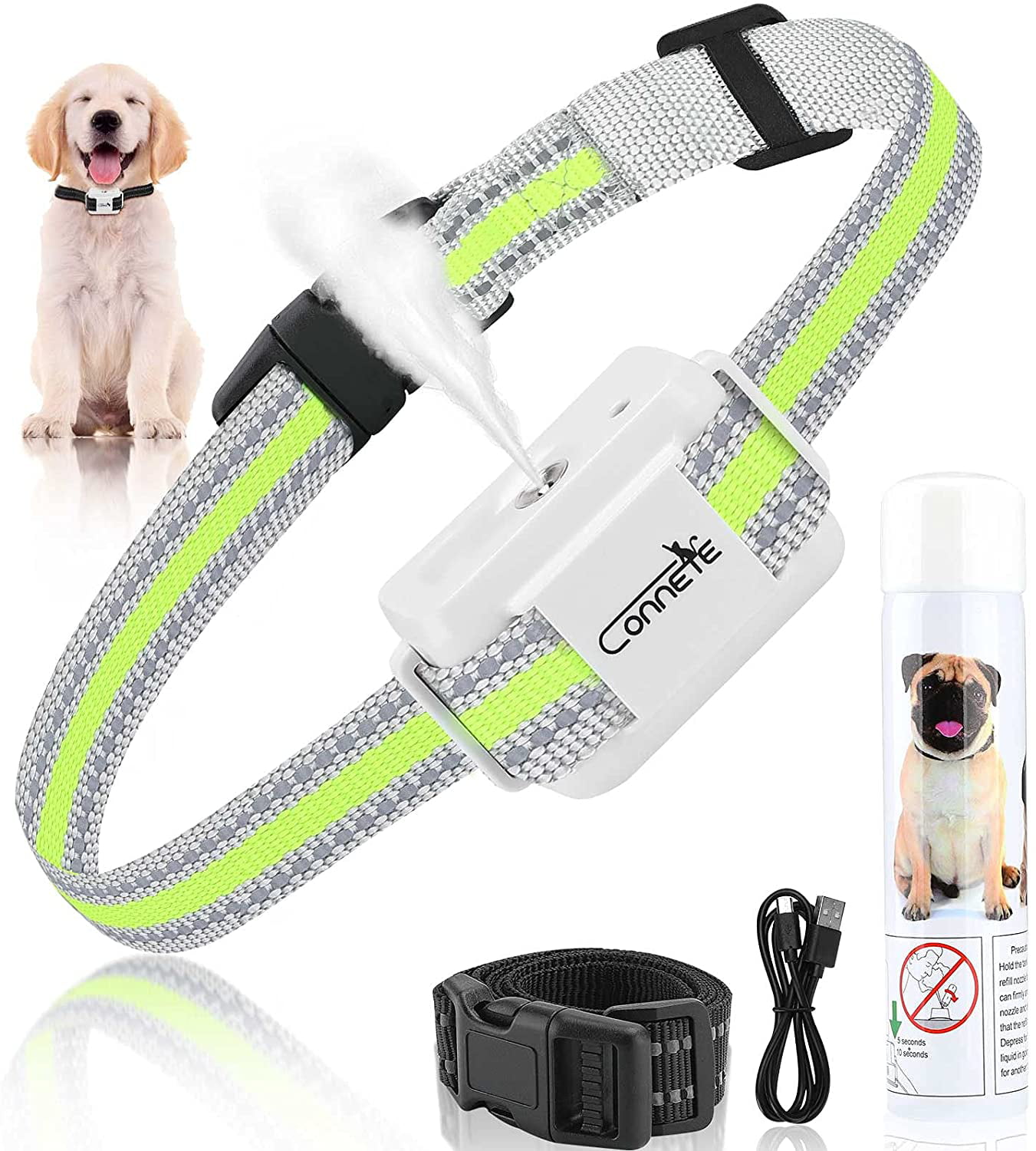 Rechargeable Adjustable Waterproof Anti Barking Control Collar for Dogs Include Citronella Spray No Electric Shock Humane Safe Citronella Spray Dog Bark Collar Dog Citronella Training Collar 