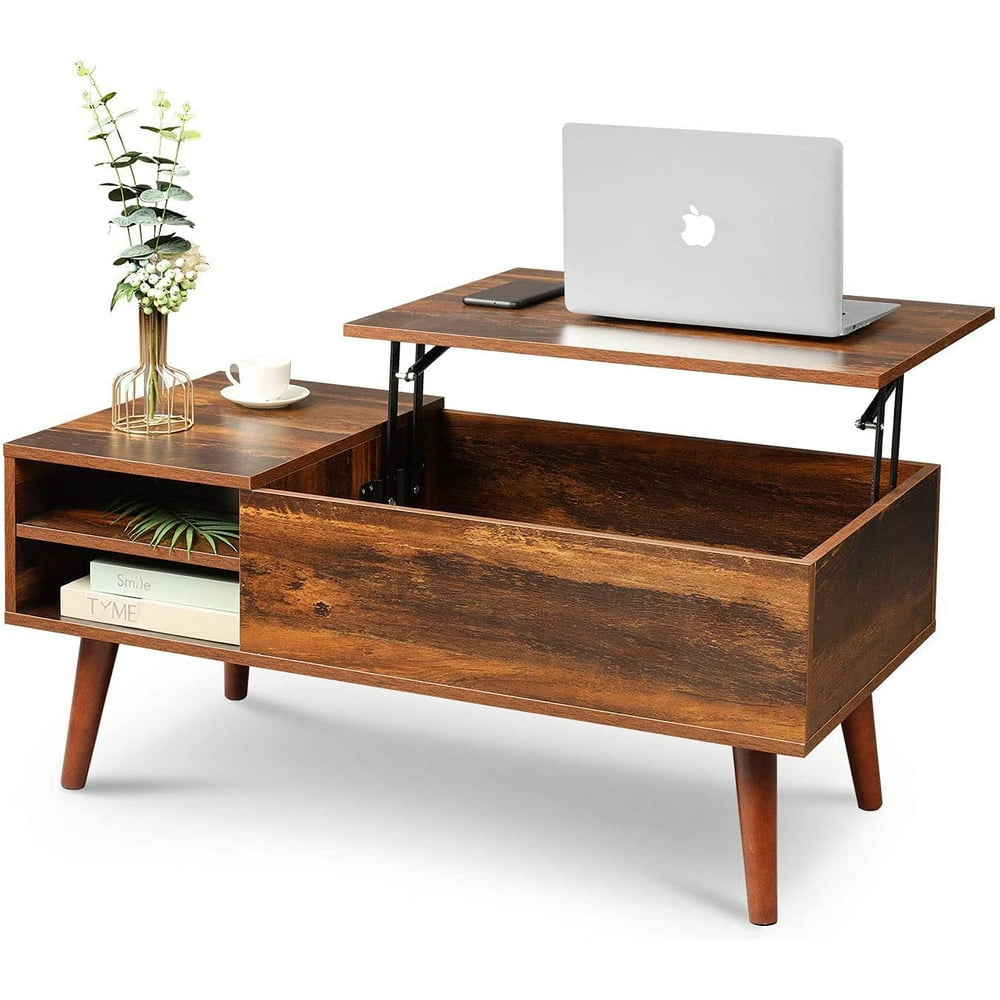 WLIVE Wood Lift Top Coffee Table with Hidden Compartment and Adjustable