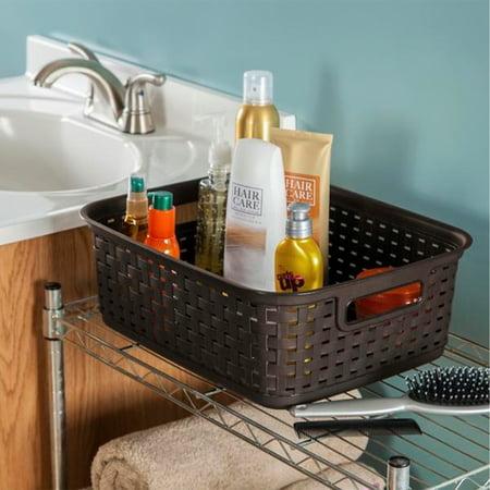 Sterilite - Decorative Wicker-Style Short Weave Basket (6 Pack) - Espresso