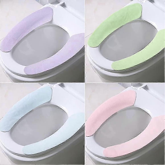 Set of 4 pairs of toilet seat covers - Washable - Warm - Washable - For toilet seat