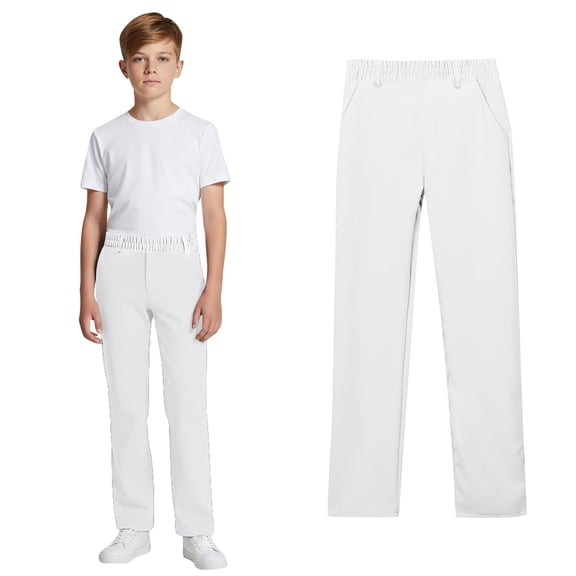Uniform Pants for Boys Pull On Chino Pants with Pockets Straight Pants Boys White Uniform Pants Back to School Clothes for Boys Kids Boys Clothes 9-10 Years
