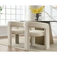 thumbnail image 6 of Guyou Modern Velvet Upholstered Dining Chair, Cute Barrel Side Armchair Kitchen Chair with Armrests and Back for Living Room Dining Room Bedroom, Ivory, 6 of 15