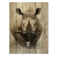 thumbnail image 3 of Designart "Majestic Portrait of a Rhinoceros" Animals Print on Natural Pine Wood, 3 of 5