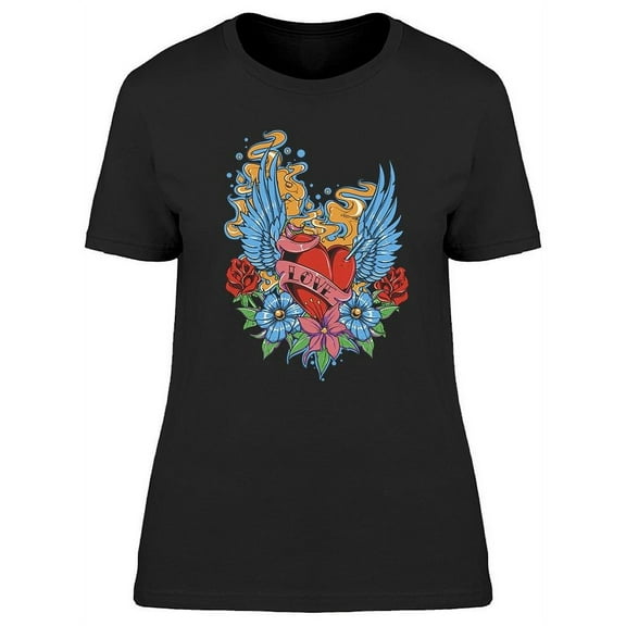 Old School Heart Tattoo Design T-Shirt Women -Image by Shutterstock, Female Small
