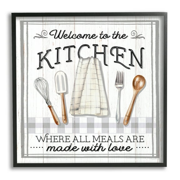 Stupell Industries Meals Made With Love Food & Beverage Painting Black Framed Art Print Wall Art, 12 x 12