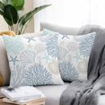 thumbnail image 2 of Blue Coral Coastal Throw Pillow Covers 18x18 Inch Set of 2, Summer Beach Shell Conch Ocean Waterproof Outdoor Pillow Covers, Decorative Cushion Pillowcases for Couch, Sofa, Bed, Garden, Patio, 2 of 9