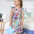 thumbnail image 4 of Fotbe Colorful Watercolor Dots Vestido de Dormir para Niñas de 3 a 10 Años, Mangas Cortas, Estilo Princesa, Pijama Camisón con Mangas Voladas-Medium, 4 of 6