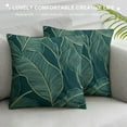 thumbnail image 3 of Nawypu  Tropical Leaves Pillow Covers, Emerald Green Minimalist Geometric Palm Leaf Throw Pillow Covers Plant Outdoor Decorative Pillows for Couch Home Sofa Summer Decor, 3 of 5