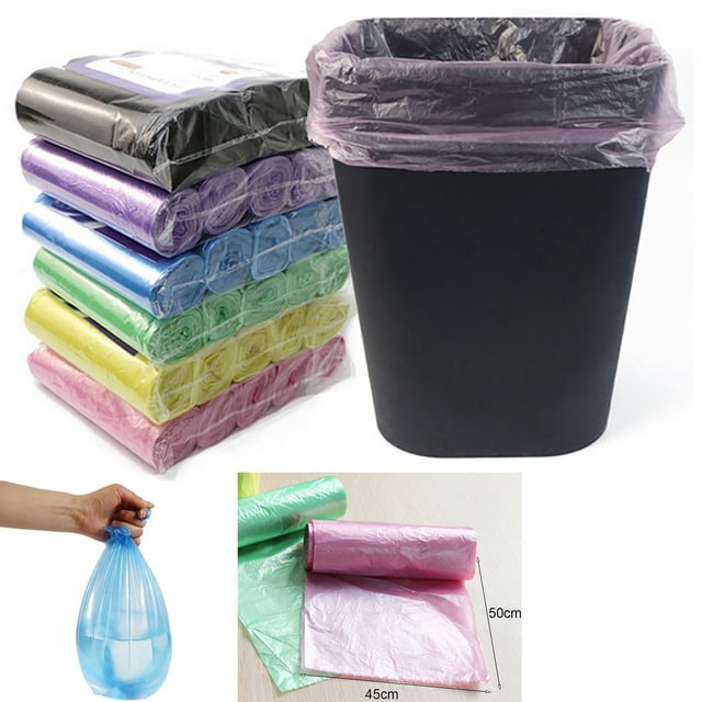 5 Rolls Flat Opening Small Trash bags, Small Garbage Bags Extra Strong