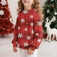 thumbnail image 4 of Lorytime Girls Sweatshirts for Kids Boys Christmas Snowflakes Plaid Shirt Crew Neck Long Sleeve Pullover Cute Tops Red, 4 of 7