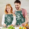 thumbnail image 3 of Green Christmas Snowflake Apron-Garden Aprons for Women with Pockets-Cotton Linen Waterproof Kitchen Cooking Gardening Aprons Adjustable for Kitchen,Cooking,BBQ and Salon 32"x27", 3 of 7