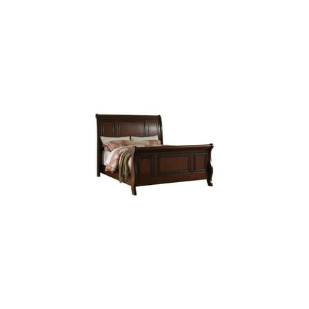Queen Bed Frame Southwestern Style Wood Finish Sleigh Design Bedroom Furniture