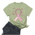 thumbnail image 3 of Nfurl Breast Cancer Awareness T Shirts for Women Plus Size Pink Ribbon Graphic Tees Inspirational Short Sleeve Crewneck Tshirt Green XXL, 3 of 4