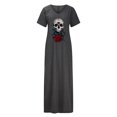 thumbnail image 4 of Women's Casual Loose Pocket Long Dress Short Sleeve Split Maxi Dresses Fashion Printed V Neck Comfy Daily Long Dress, 4 of 7
