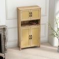 thumbnail image 6 of Mid-Century Modern 4-Door Storage Cabinet With Woven Rattan Doors Natural Finish Adjustable Shelves Storage, 6 of 11