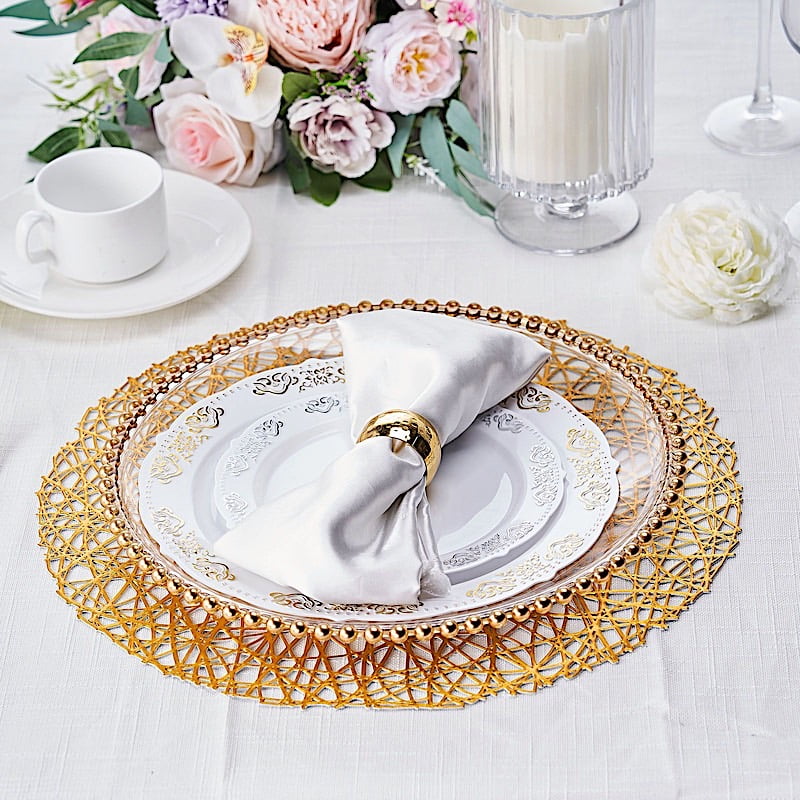 BalsaCircle 6 Gold 15Inch wide Round Vinyl String Placemats Wedding