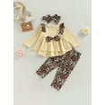 thumbnail image 2 of Seyurigaoka Toddler Baby Girls Clothes Set Leopard Print Ruffled Long Sleeves Tops and Casual Pants Headband, 2 of 9