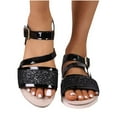 thumbnail image 5 of Sandals Under $15， Xunlbb Women's Fashion Casual Sequined Buckle Spring And Summer New Thick-Soled Breathable Sandals(Black,Size:36), 5 of 7