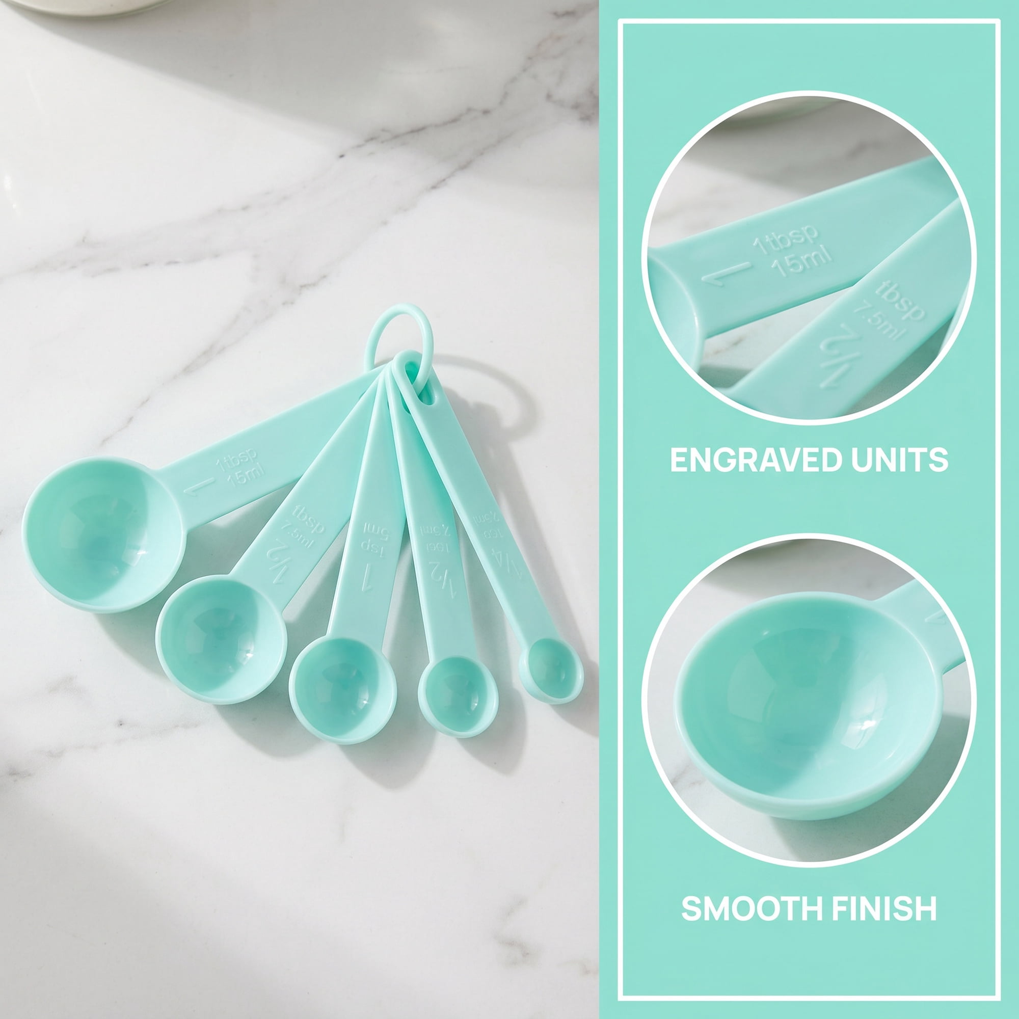 Unique Bargains Plastic Measuring Spoons for Dry Ingredients Green 5Pcs