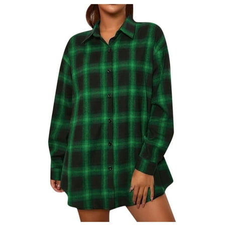

Hwmodou Women s Casual Jackets Long Sleeve Casual Retro Plaid Printed Outwear Lapel Plush Shirt Top Sleeved Coat Jackets For Women