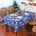 thumbnail image 2 of Christmas Tablecloth 60 x 84 Inch Rectangular, Christmas Decorations for Home Snowflake Decorations Blue Christmas Table Cloth Seasonal Winter Holiday Scallop Edge Table Cover Party Table Decorations, 2 of 5