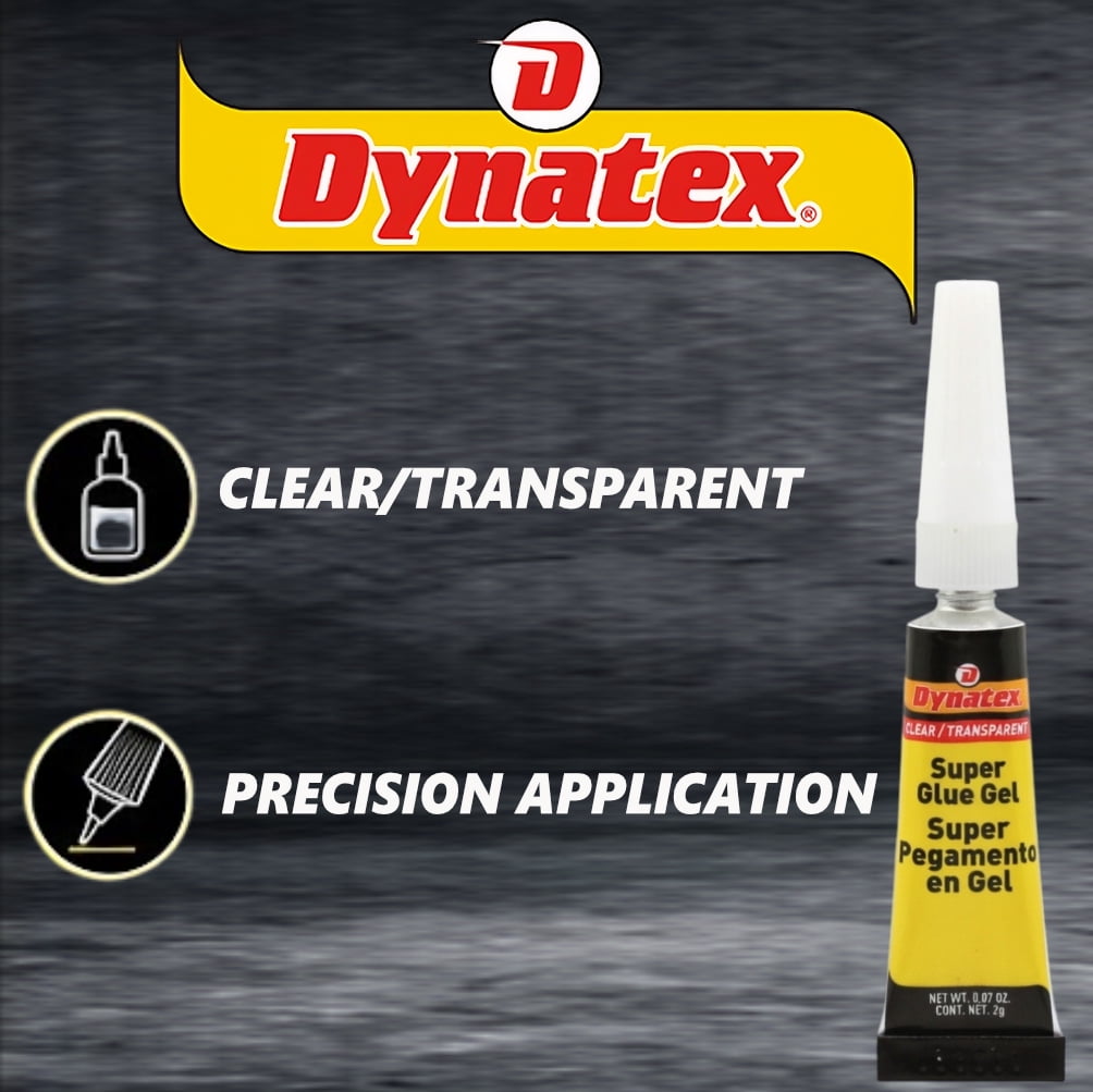 Dynatex 0.07 oz Super Glue Gel - No-Run Formula, Instant Bond, Bonds Metal Plastic Rubber Glass, Clear Permanent, Vertical Surfaces (8-Pack)