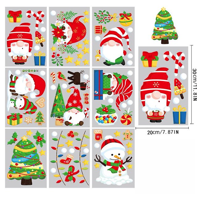 Adhesivo para ventana con forma de copo de nieve navideño, adhesivo electrostático para decoración de fiestas navideñas (w)