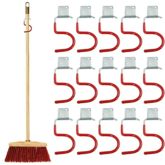 15pcs Heavy Duty Metal Hook Garage Organizer Wall Mount Anti-slip Storage Hooks Wall Mount Metal Double Hooks Tool Holder Hooks