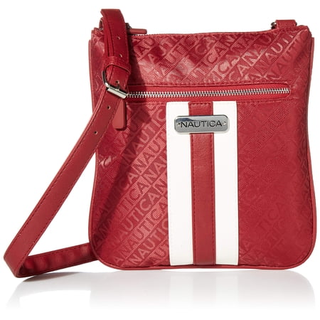 Nautica Women's Lakeside Signature Jacquard Crossbody Bag - North South Style, Lightweight, Adjustable Strap