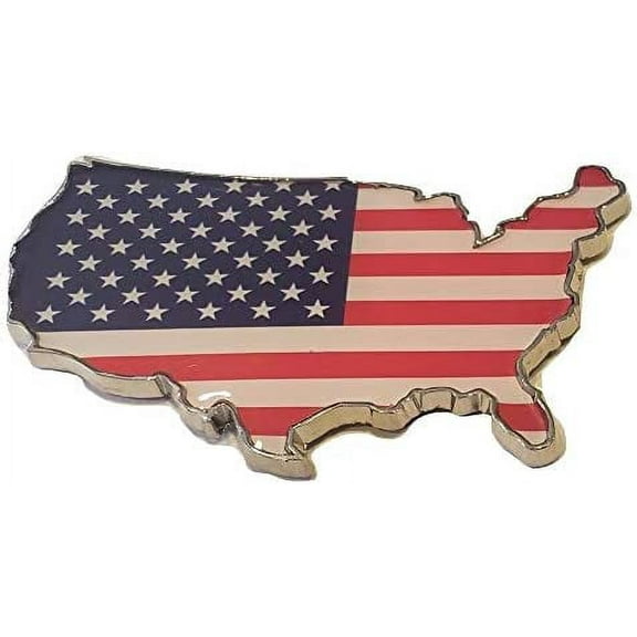 Muzzys AMERICAN FLAG IN SHAPE OF THE UNITED STATES Emblem Decal USA US METAL Badge Universal Stick On FITS Silverado Suburban Tahoe GMC Sierra F150 Patriotic Support Our Troops Never Forget 9/11