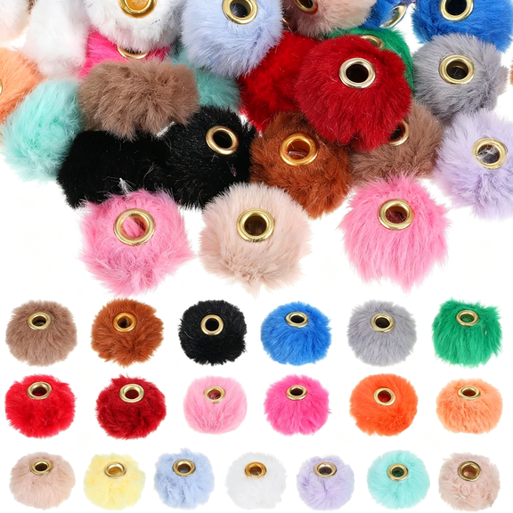 DESIGNICE 50Pcs Fuzzy Beads for Beadable Pens,Mixed Color Pom Poms Beads | Soft Fuffy Spacer Bead for Bracelets Jewelry Making Keychains Earrings Diy Crafts Handicrafts Accessories,0.8"