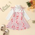 thumbnail image 2 of Okbabeha Kids Toddler Little Girl Christmas Dress Ribbed Sweater Tops+Graffiti Overall Skirt Set Teen Girl Big Girl Xmas Outfits, 2 of 7