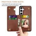 thumbnail image 3 of Samsung Galaxy S24 Plus Case, Galaxy S24 Plus Wallet Case, Takfox Shockproof PU Leather Case Card Pockets Slots Cash ID Credit Card Flip Phone Cases Cover Kickstand Magnetic Hard Cases,Brown, 3 of 10