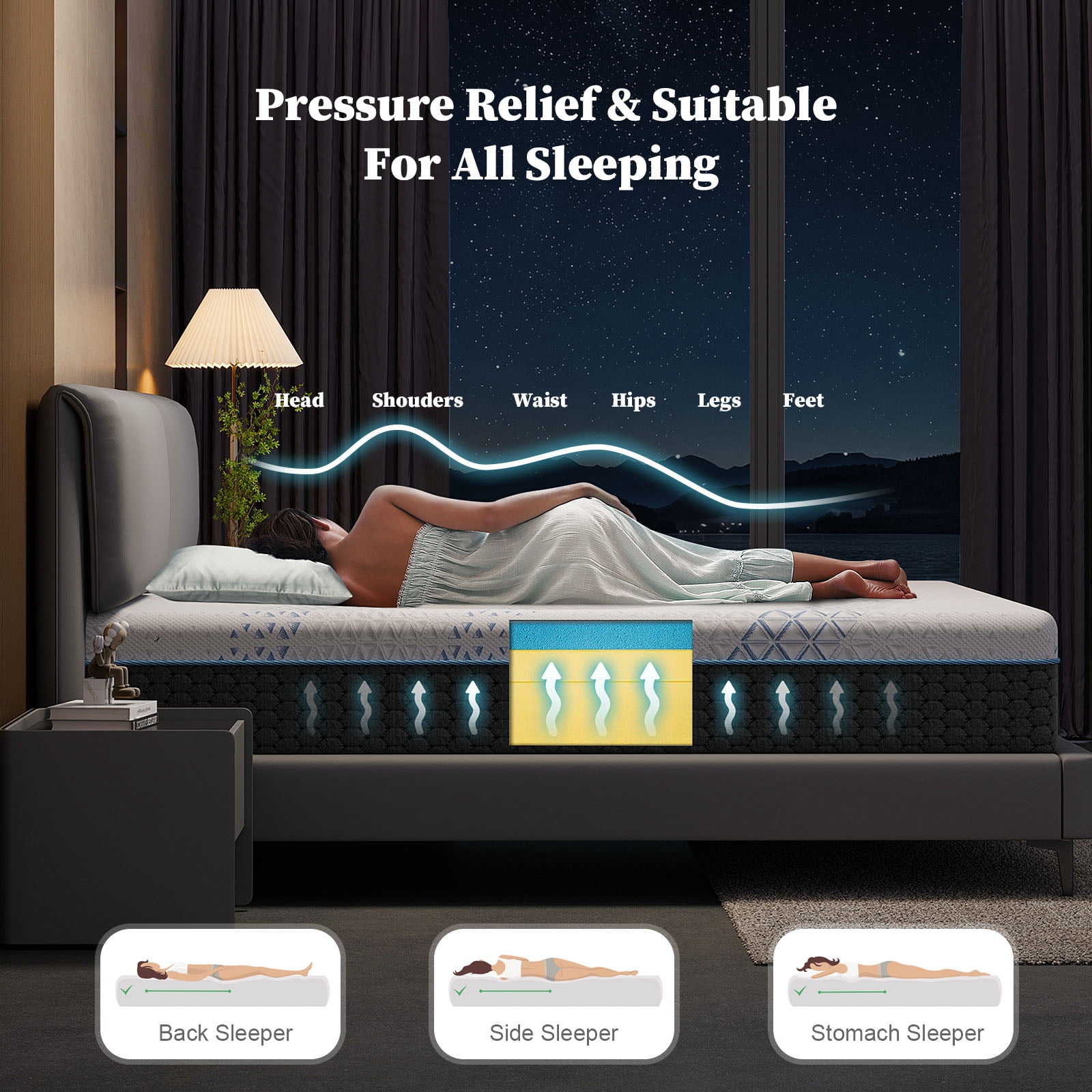12 Inch Full Green Tea Memory Foam Mattress for Cool Sleep & Pressure Relief, Bed in a Box, Removable Cover No Fiberglass, CertiPUR-US Certified