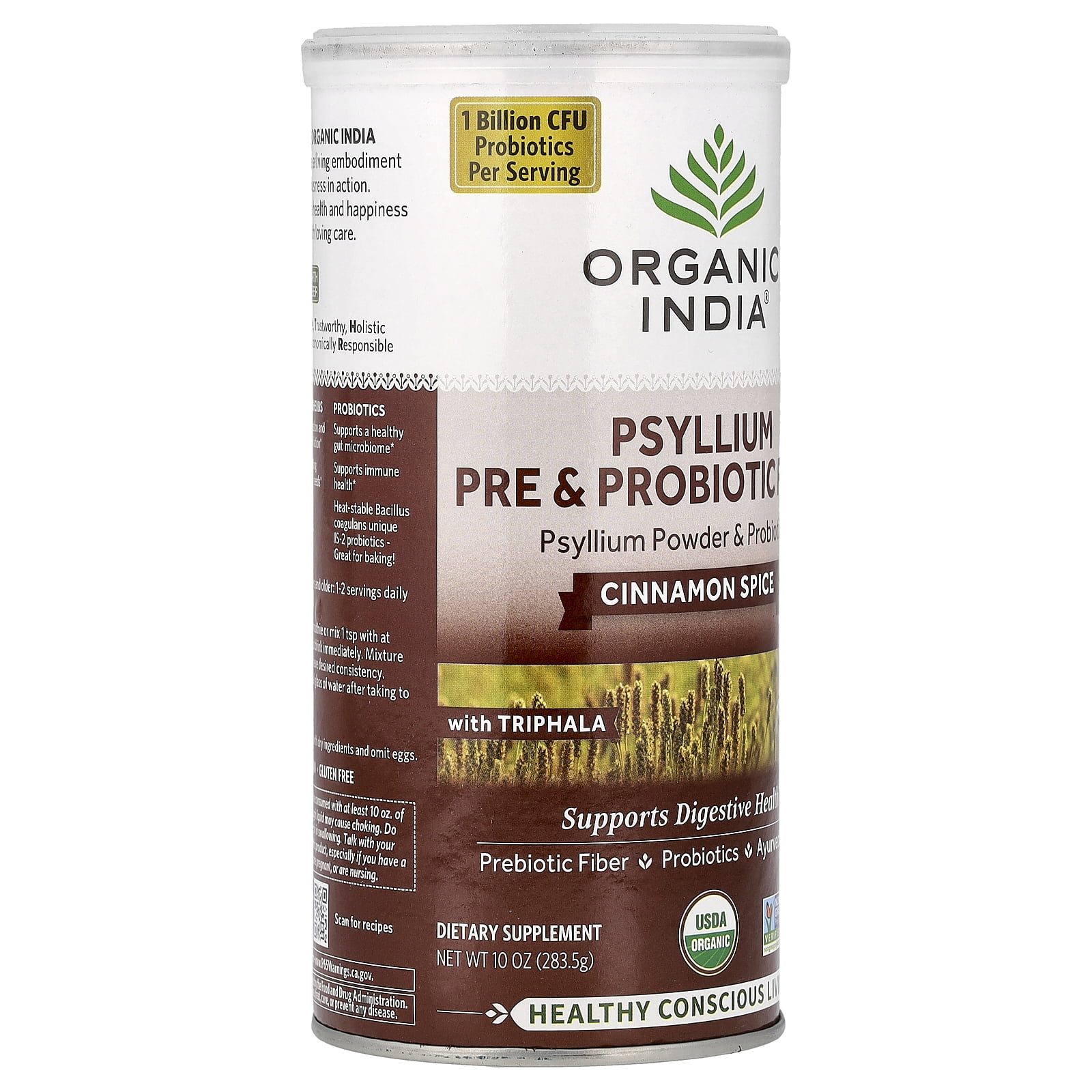 Organic India's Psyllium Pre & Probiotic Fiber Cinnamon Spice